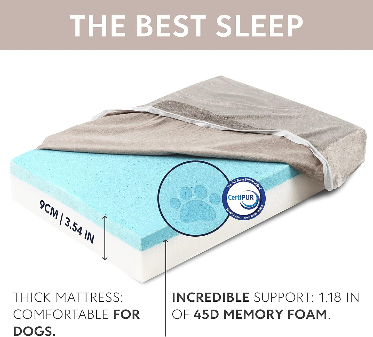 Memory Foam Dog Bed (High Density) - Orthopedic Dog Bed Insert for Large Dogs and Small, Medium, Extra Large Dogs - 5 Bed Sizes from Puppy to 100Lbs Dog - Temperature Regulating Cooling Bed - XL